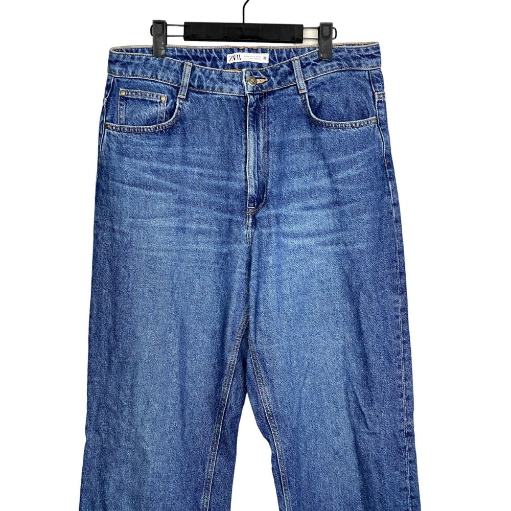 ZARA Straight Full Length Long Leg Jeans Button and Zip 5-Pocket 12 Blue #2017 - Picture 6 of 13